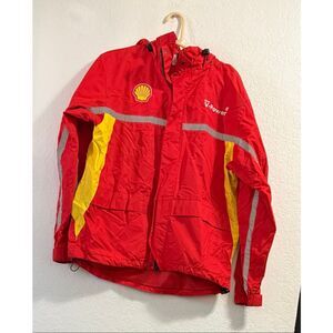 shell v power  red yellow Gas Fuel jacket size M Vintage Work Wear